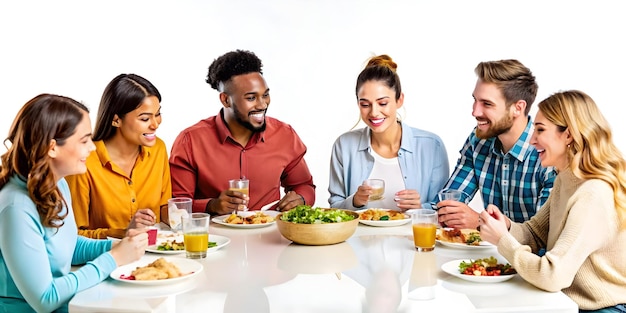 Uśmiechnięci ludzie przy stole